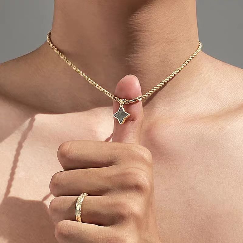 Nosame Lucky Star Necklace for Couples, Matching His & Hers Titanium Steel Pendant