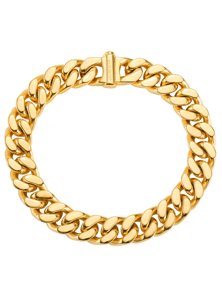 18K gold titanium steel Cuban bracelet men's European and American hiphop street style cuban link bracelet