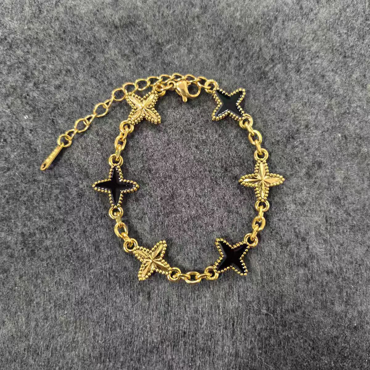 European and American new 18k cross star mother-of-pearl bracelet heavy-duty high-end men and women hip-hop trend street jewelry hand accessories