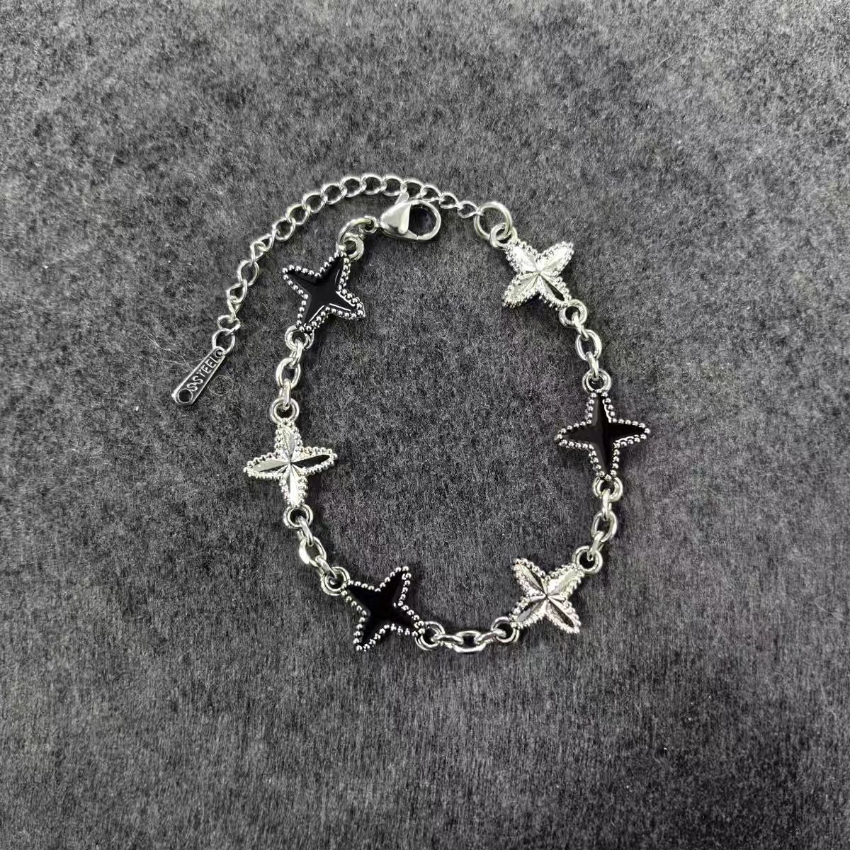 European and American new 18k cross star mother-of-pearl bracelet heavy-duty high-end men and women hip-hop trend street jewelry hand accessories