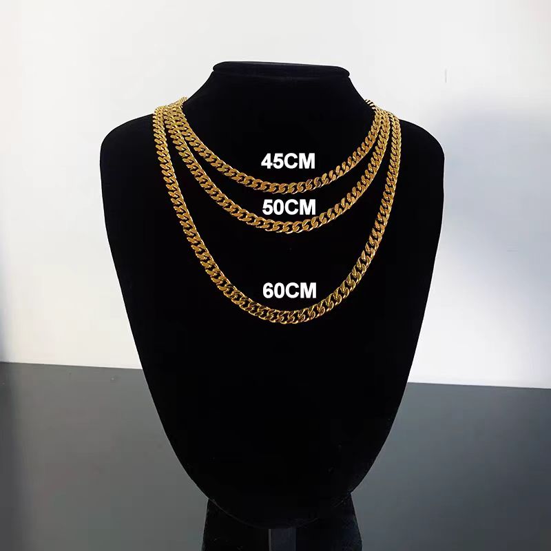 18K Cuban Link Chain - Hip-Hop & Western Trend, Versatile Titanium Steel Plain Chain, Unisex Collarbone Chain, Titanium Steel Fade-Resistant