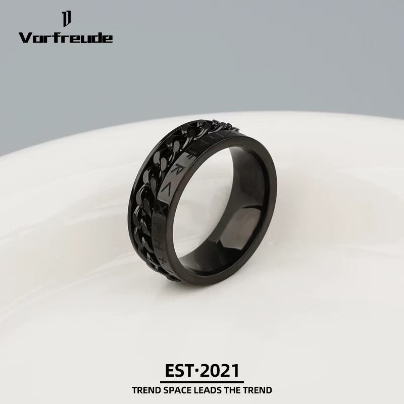 Spinning Minimalist Titanium Steel Ring for Men | Limited Edition Streetwear Luxury Band for The Modern Man
