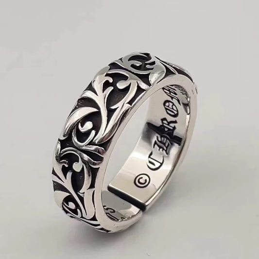 Eternal Vine Retro Ring Men's Vintage Adjustable Index Finger Ring Cool Bronze Silver Plated