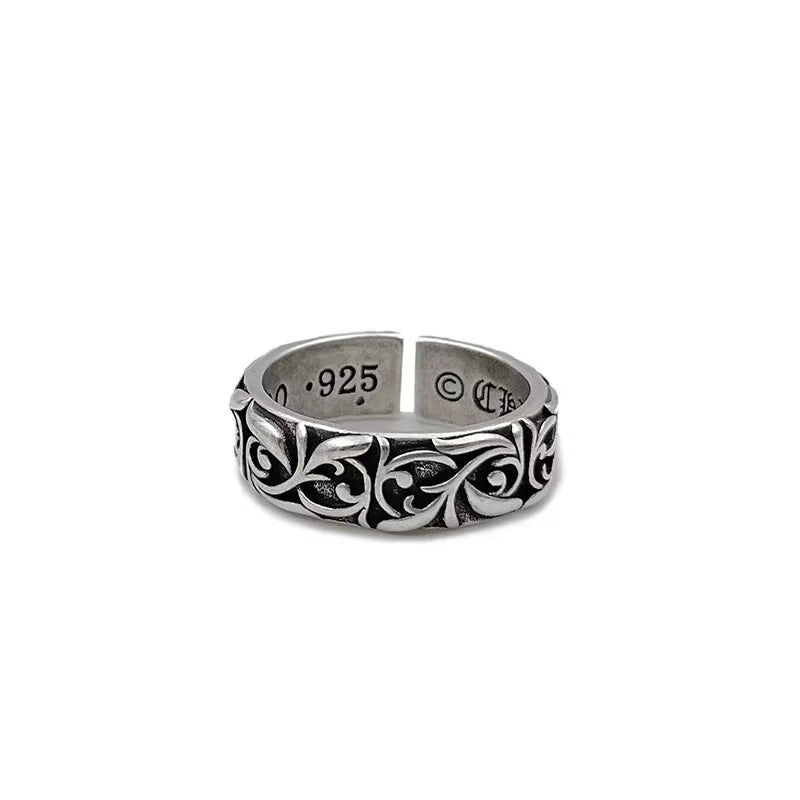Eternal Vine Retro Ring Men's Vintage Adjustable Index Finger Ring Cool Bronze Silver Plated