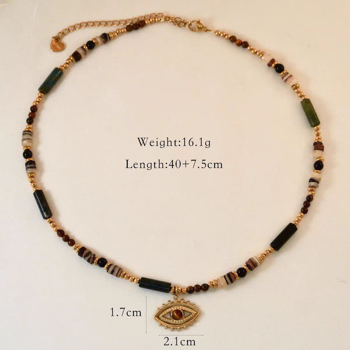 Bohemian Tiger Eye Beaded Necklace, Handmade Gemstone Choker, Luxury Vacation Layering Piece
