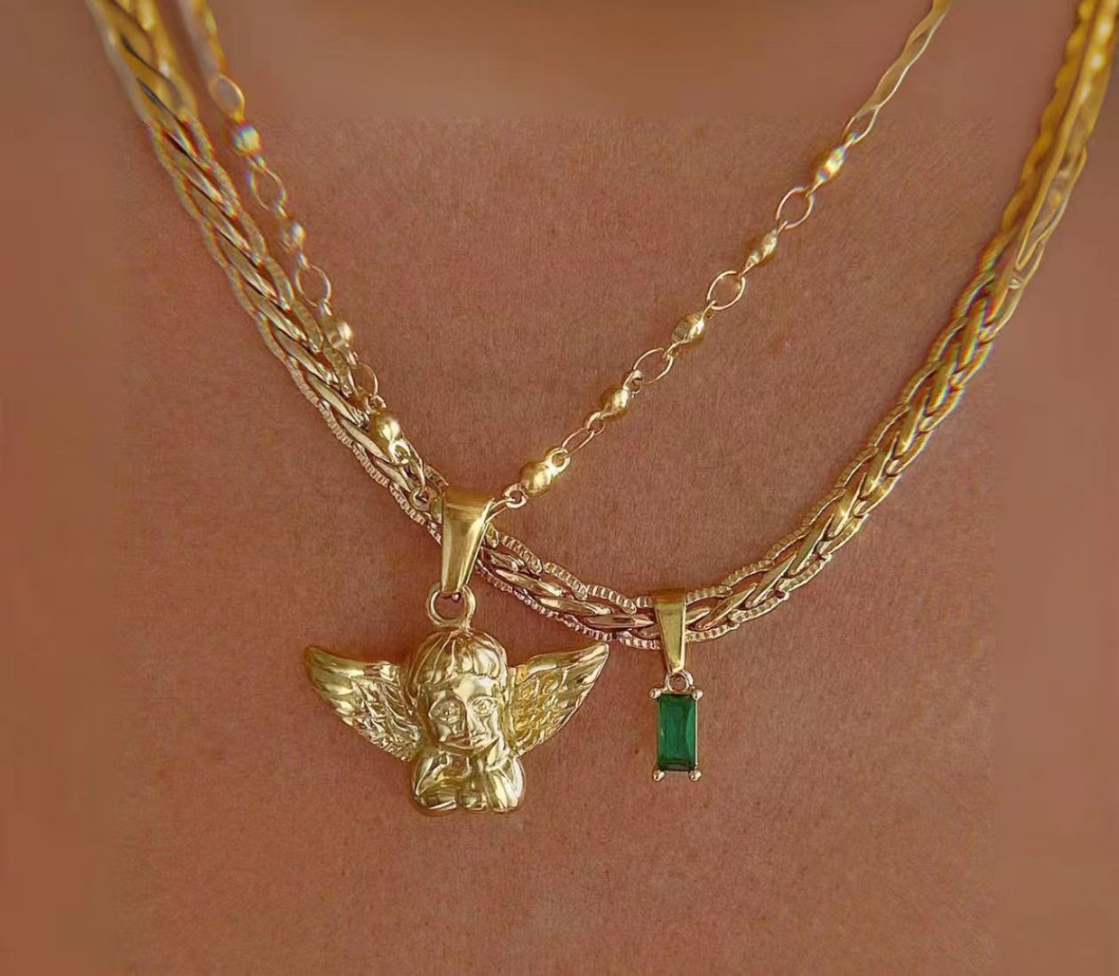 UK Sweetpeeps Song Yanfei Same Neckontheline Angel Pendant Necklace, Layering Ins Choker Chain