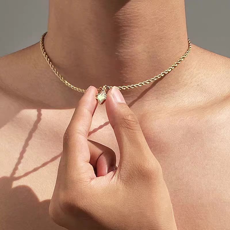 Nosame Lucky Star Necklace for Couples, Matching His & Hers Titanium Steel Pendant