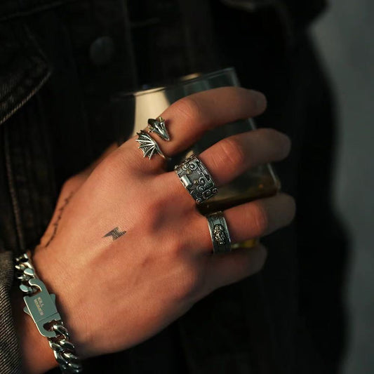 Vintage American Hip Hop Adjustable Open Ring for Men | Premium Statement Curb Band