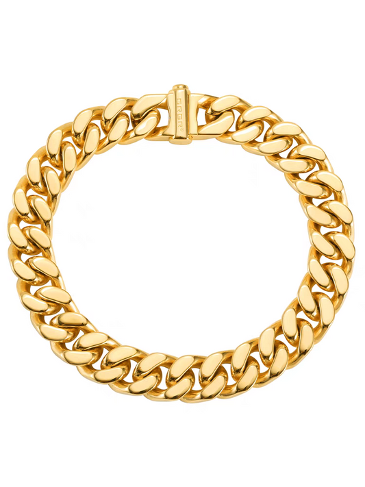 18K gold titanium steel Cuban bracelet men's European and American hiphop street style cuban link bracelet