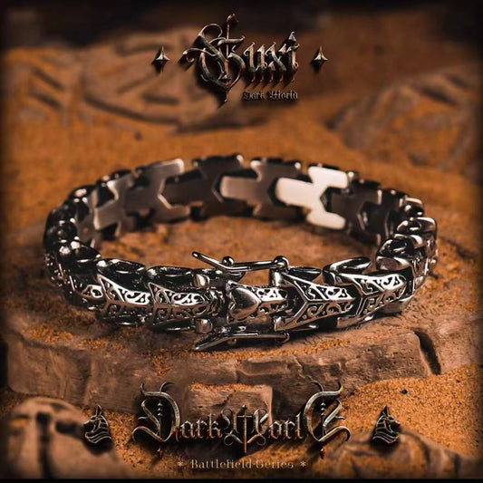 Vintage Dragon Bone Cuff Bracelet, Men's Gothic Rock Luxury Accessory