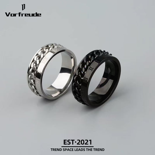 Spinning Minimalist Titanium Steel Ring for Men | Limited Edition Streetwear Luxury Band for The Modern Man