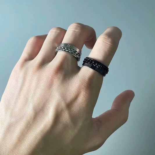 Spinning Minimalist Titanium Steel Ring for Men | Limited Edition Streetwear Luxury Band for The Modern Man