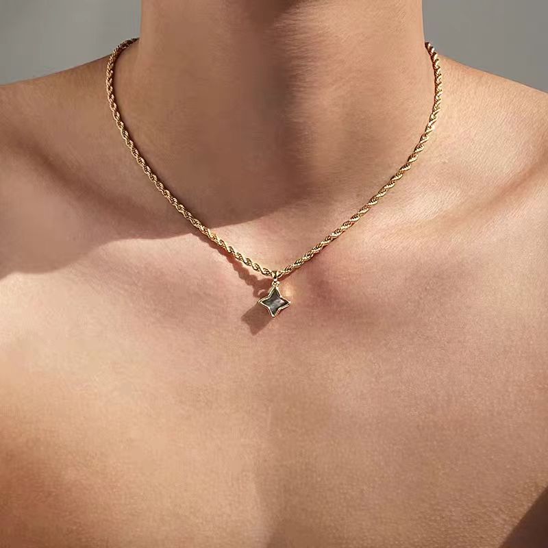 Nosame Lucky Star Necklace for Couples, Matching His & Hers Titanium Steel Pendant