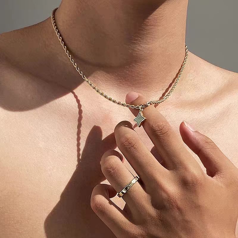Nosame Lucky Star Necklace for Couples, Matching His & Hers Titanium Steel Pendant