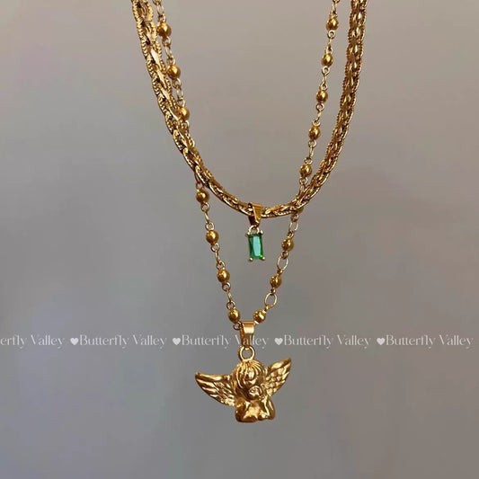 UK Sweetpeeps Song Yanfei Same Neckontheline Angel Pendant Necklace, Layering Ins Choker Chain