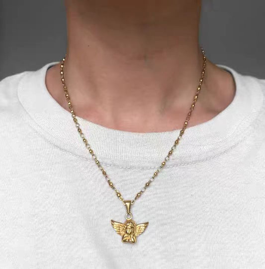 UK Sweetpeeps Song Yanfei Same Neckontheline Angel Pendant Necklace, Layering Ins Choker Chain