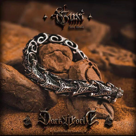 Vintage Dragon Bone Cuff Bracelet, Men's Gothic Rock Luxury Accessory